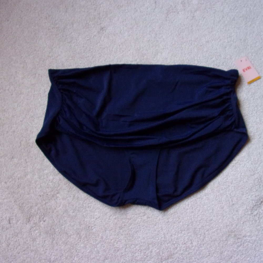 Women’s EVRI Shirred Front High Waist Swim Bottom Plus Size 3X (24W-26W) Navy